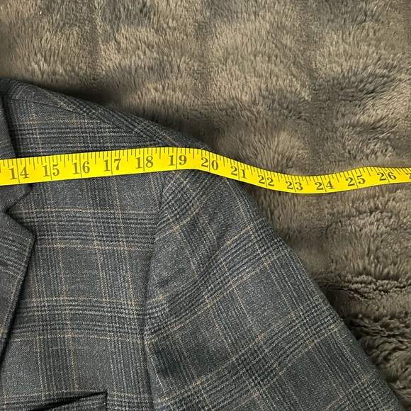 Joseph & Feiss Gold Wool 2 Button Blazer Navy Blue Plaid Pattern XL 44 R - Picture 12 of 14